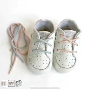 Nike Baby White Shoes with Pink and Blue Laces